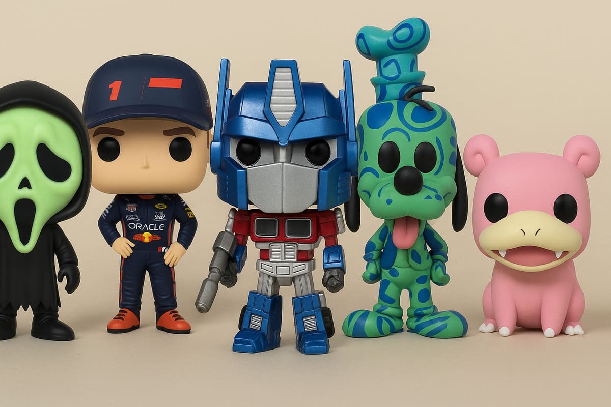 Funko Pop settembre 2025: Ghost Face Glow in the Dark, Max Verstappen Formula 1, Optimus Prime Metallic, Goofy Disney Art Series e Slowpoke Pokémon
